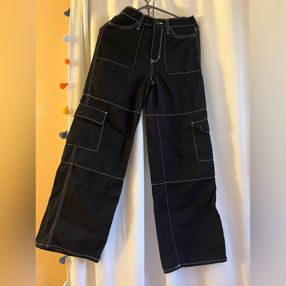 black and white cargo pants